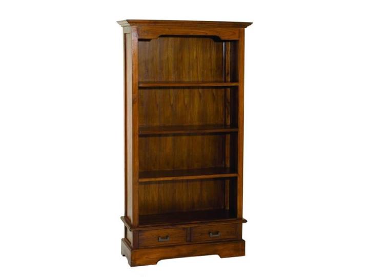 MACABANE EDEN - Bibliothèque marron 3 étagères 2 tiroirs bois Mindi