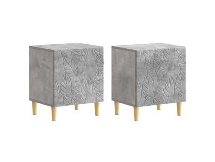 PUGYNBK Nachttisch, 2 Stück, Betongrau, 43 x 34,5 x 50 cm Eukalyptusholz, Schublade, modernes Design, einfache Reinigung