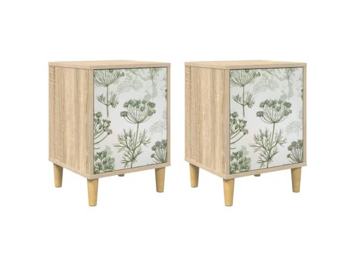Tmriohed Nachttisch 2er Set Sonoma-Eiche 36x33x50cm Beistelltisch Kompakte Schränke fürs Schlafzimmer mit 2 Türen, erhöhten Füßen und Wandbefestigung für Stabilität.