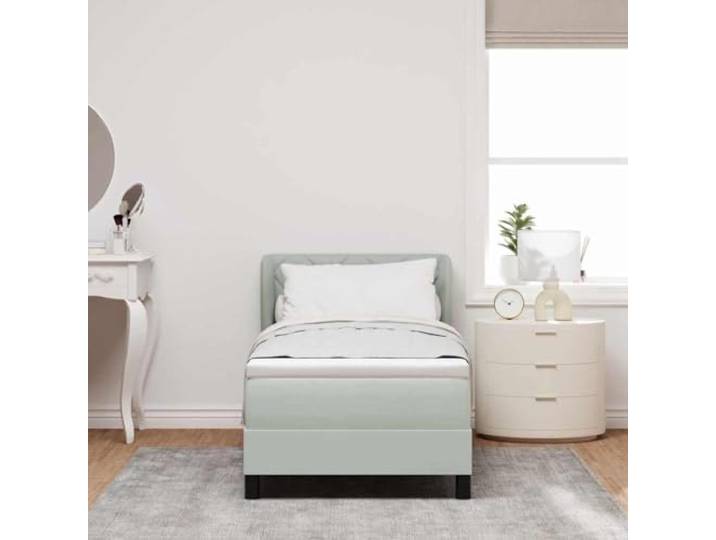 KTHLBRH Boxspringbett hellgrau 80 x 200 cm Samt Verstellbares Kopfteil, modernes Design, weicher Komfort, für Schlafzimmer