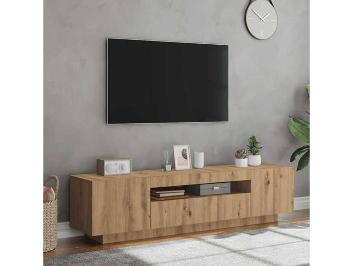 XINWO Meuble TV，Armoire TV Banc TV - avec lumières LED - chêne artisanal bois d'ingénierie @451