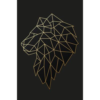 Leinwandbild BÖNNINGHOFF "Wandbild LÖWE POLYGON 60x90 cm – Leinwandbild Keilrahmen Deko modern", schwarz (farbe rahmen: kein rahmen, farbe bild(er): schwarz, gold), B:60cm H:90cm T:1,8cm, Canvas, MDF, Bilder, Leinwandbild, auf Keilrahmen gespannt