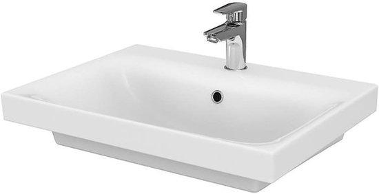 Famanu Waschbecken Keramik Unterbau - Einbau Montage - Mit Überlauf - 60x45 cm - Weiß