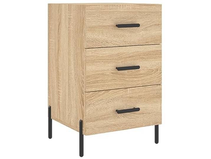 HGLADYU Nachttisch Sonoma-Eiche 40x40x66 cm mit Schubladen aus Holzwerkstoff, Metallfüße für Stabilität, moderner Nachtschrank mit geräumigem Stauraum zur Präsentation von Dekoration