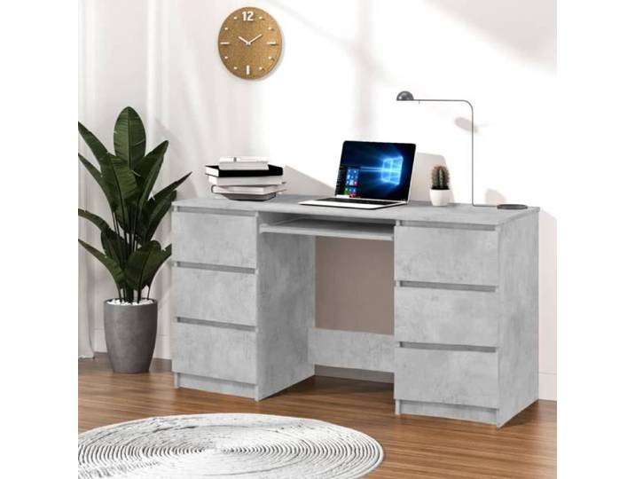 VX - Bureau Gris béton 140x50x77 cm Aggloméré