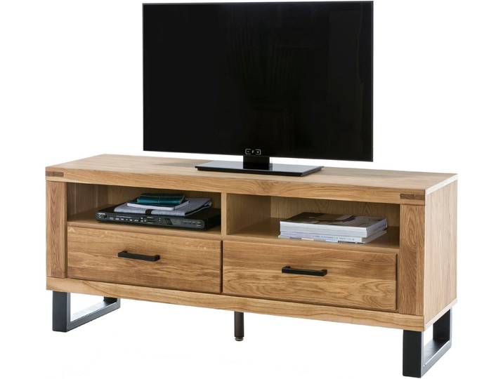 Home affaire Lowboard (1 St), Industriestil, Teilmassiv Eiche, schwarze Elemente, Modern