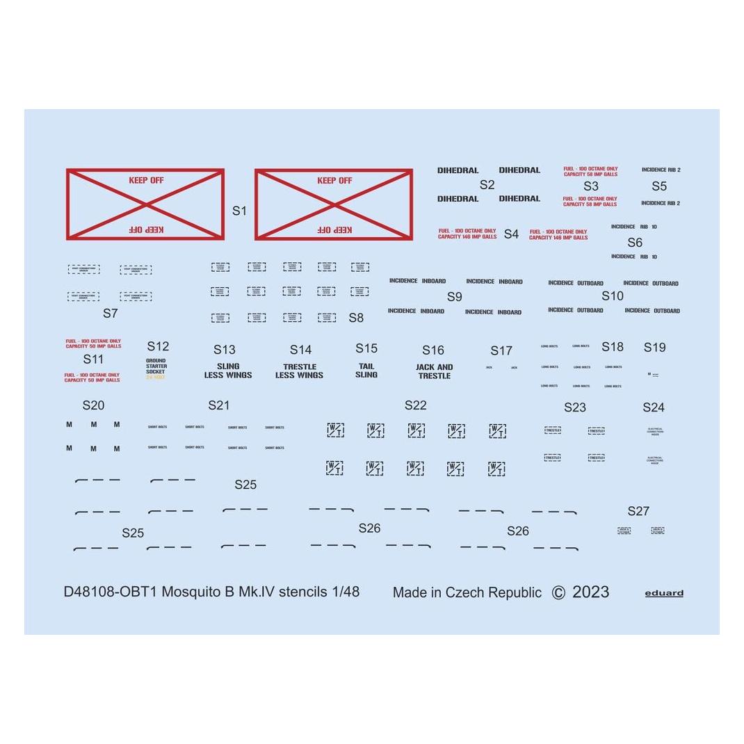 Eduard Mosquito B Mk.IV stencils for TAMIYA/REVELL (D48108)