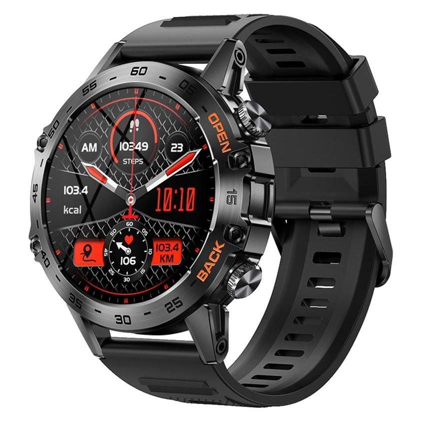 Giewont Veltori VT120-1 Smartwatch, schwarzes Silikonarmband (Kunststoff, Schwarz, ohne SIM) (49754960)