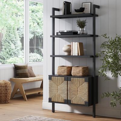 Nathan James Theo Open Shelf Industrial Bookcase with Drawers or Cabinets