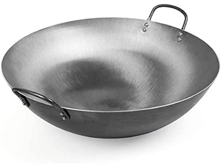 Wok Big Heavy Wok im Kanton-Stil aus handgehämmertem Karbonstahl (runder Boden) – Topfdurchmesser: 55 cm