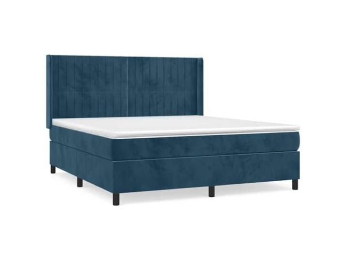 PUGYNBK Boxspringbett, Samt, Dunkelblau, 160 x 200 cm Verstellbares Kopfteil, Taschenfederkernmatratze, mittlere Härte, inklusive Montageanleitung