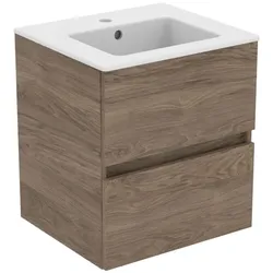 Ideal Standard Eurovit Plus Möbelwaschtisch-Paket R0571Y9 Nussbaum geflammt, 51x45x56,5cm, 1 Hahnloch