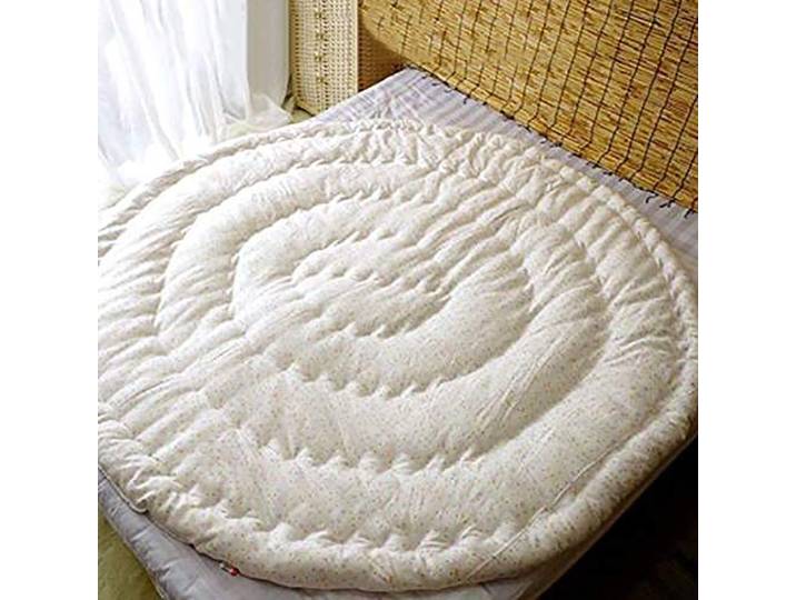 MSM Runde Matratzenauflage, Dick 100% Baumwolle Gesteppter Schutzabdeckung Double Weiß Bett Roll Komfortabel Futon-4cm Thick Diameter:150cm(59inch)