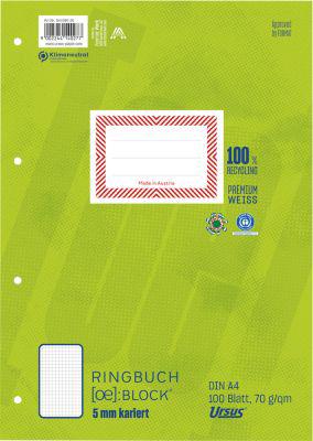 Ursus Ringbuchblock, DIN A4, kariert, 100 Blatt