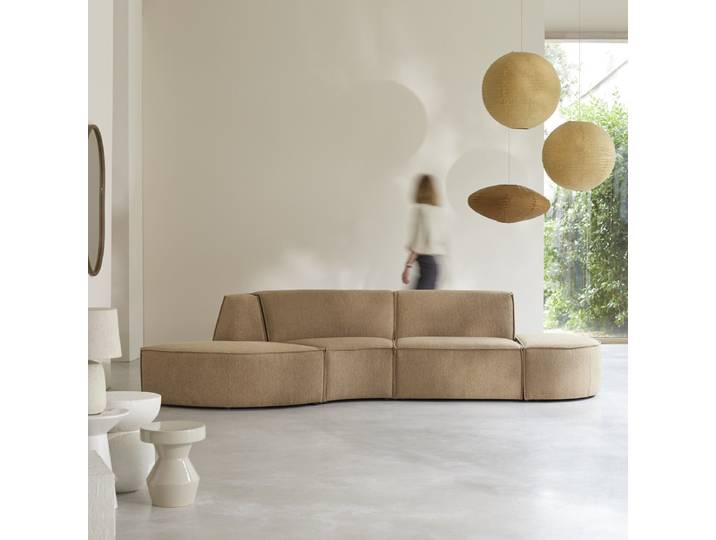 Modulares 4-Sitzer-Sofa Dario aus camelfarbenem Stoff - Braun