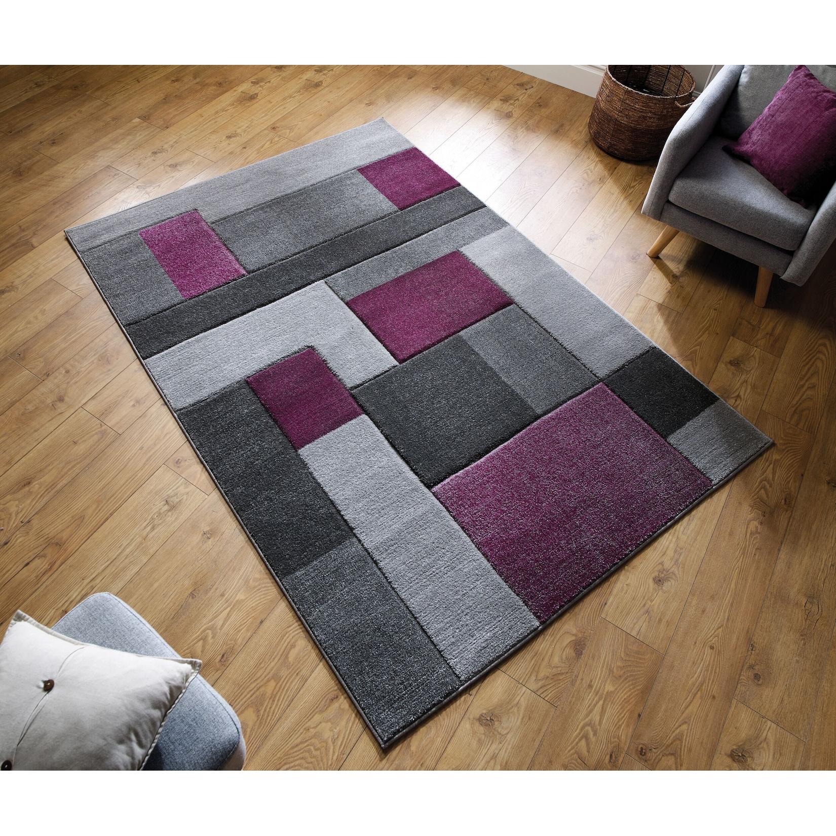 Teppich geometrisch Lila-Grau 80 x 150 cm - NIDD Kadima Design