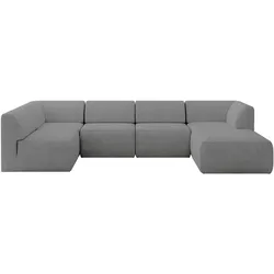 WOHNLANDSCHAFT Ottomane Rechts MOVA 345x180x78 Grau Samt
