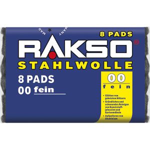 RAKSO Stahlwolle 010780, Pads, fein 00, zum Polieren und Glätten, je 25g, 8 Stück