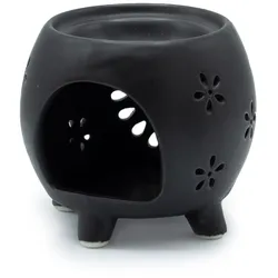 Squat Pot Oil Burner Flower Burst - Matt Black