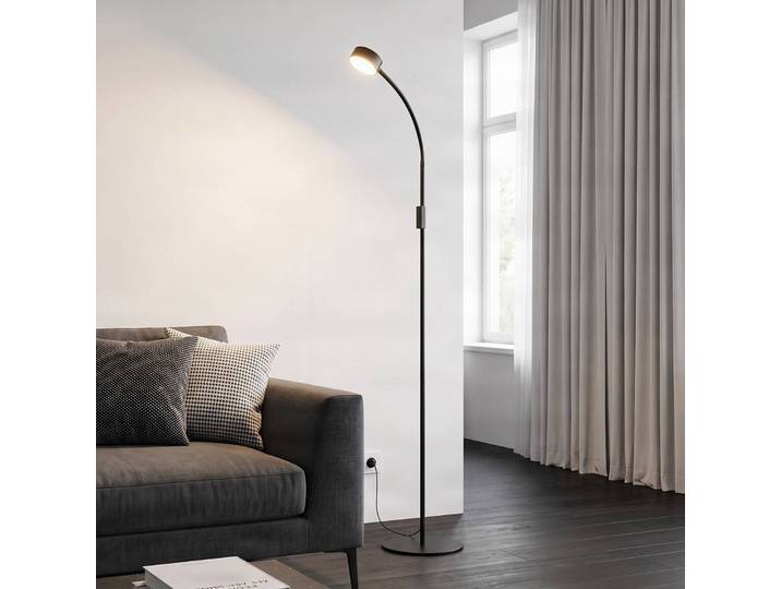 Stehlampe Maori Lindby, dimmbar, schwarz, für Arbeitszimmer / Büro, Metall, Modern