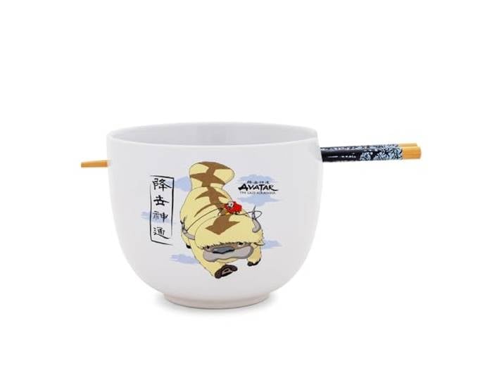 Avatar: The Last Airbender Aang and Appa Ramen-Geschirr-Set, Keramik, inkl. Nudelschale und Essstäbchen aus Holz, 590 ml