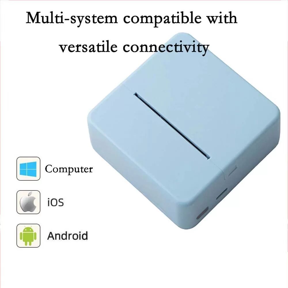 INF Mini 58mm USB+Bluetooth Thermodrucker - Portabler Belegdruck für Android, iOS & Windows Blau