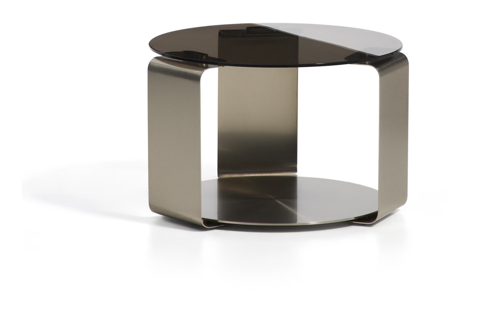 Kave Home Ronde Salontafel Dolven van Glas en Metaal, Bruin, Ø60 cm