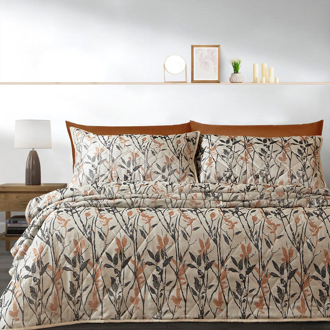 Marlow Home Co. Abhipsa Luxury Jacquard Bedspread Sets Natural Super King Bedspread - 2 Shams