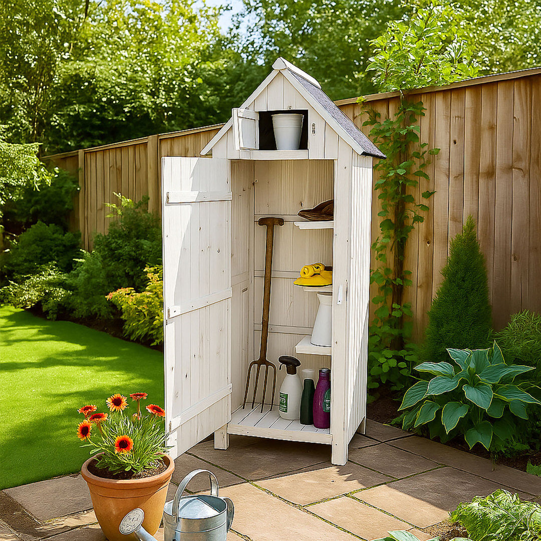 WFX Utility Solid Wood Shiplap Apex Tool Shed White 77cm W X 54cm D X 179cm H