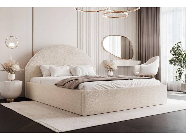 Compleo Polsterbett Designer Polterbett CLARA, mit Stauraum, Glamour-Bett, Elegant, Bett mit halbrückigem Kopfteil, Elegant design