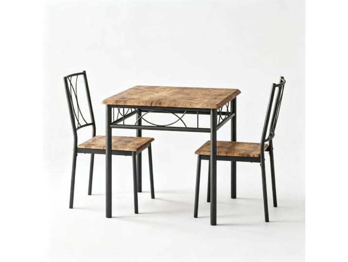 Hapterouse Esszimmer-Set 3-teilig 2 Personen Küchentisch Holzstühle Braun Quadratische Tischplatte, gepolsterte Sitzflächen, kompakte Bauform, kleine Küchen