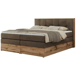 Boxspringbett mit Bettkasten  ¦ braun ¦ Maße (cm): B: 128 H: 113