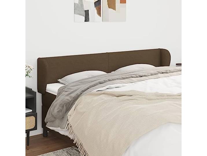 KTHLBRH Kopfteil in dunkelbraun, aus klassischem Stoff mit Beinen aus massivem Lärchenholz, elegantes Design und verstellbare Höhe zur Unterstützung des Rückens, atmungsaktives Material