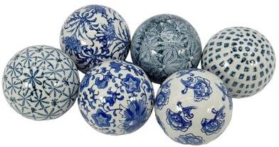 Galt International "Blue & White Floral Crane Ceramic Chinoiserie Ginger Jar 10"""