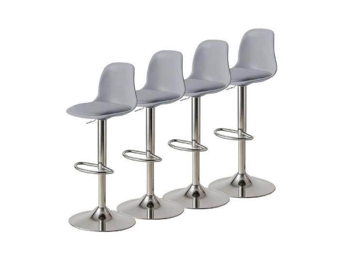 LuxusKollektion Barhocker Barhocker höhenverstellbar drehbar Rückenlehne PAKET À 4 4x Grau