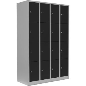 Lüllmann Schließfachschrank 520448, anthrazit, 16 Fächer, Stahl, 120 x 180cm, mit Zylinderschloss