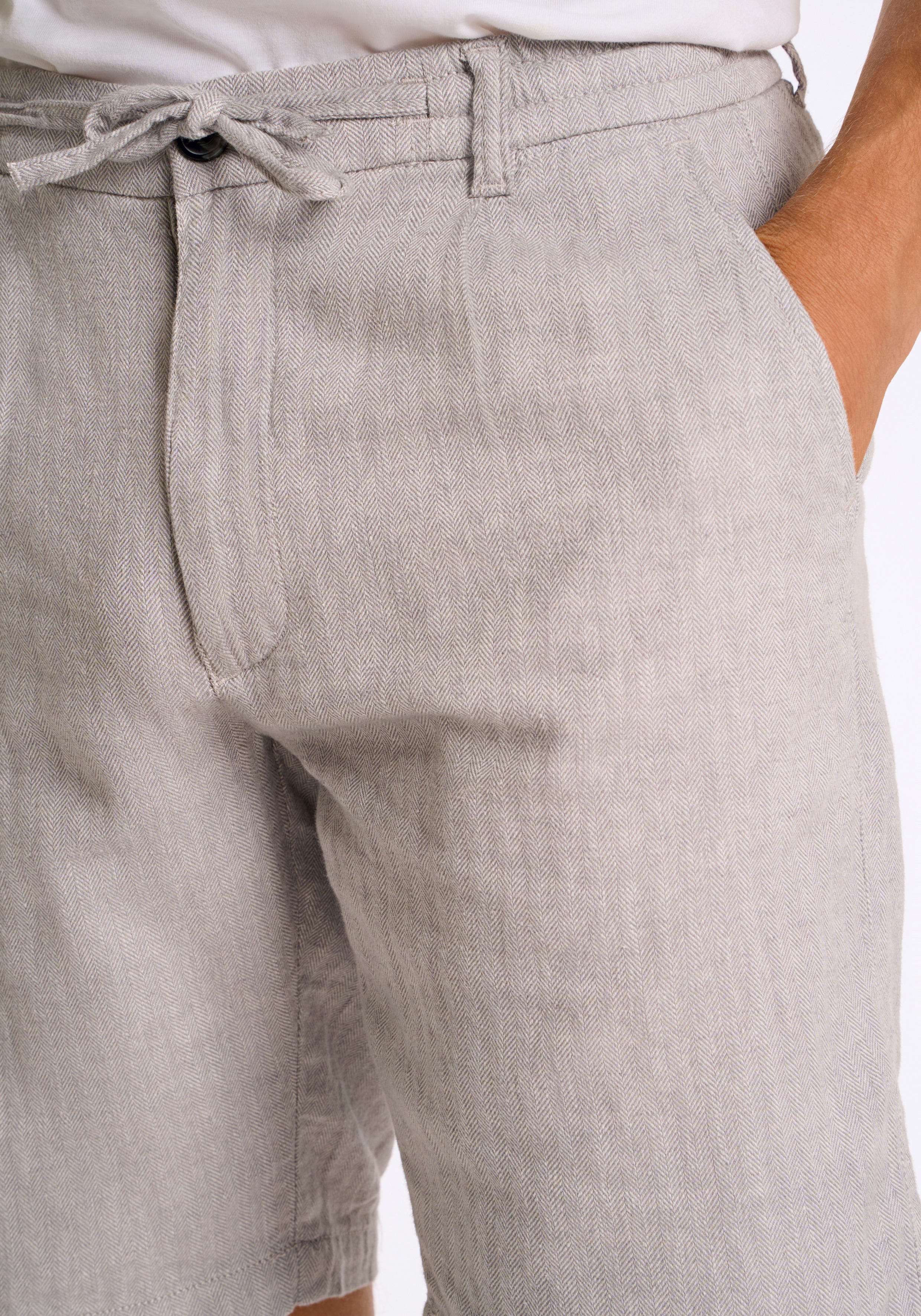 Shorts LINDBERGH, Herren, Gr. XL, N-Gr, grau, Web, Obermaterial: 55% Baumwolle, 45% Leinen, regular fit kniefrei, Hosen Shorts, Sommerhose mit Taschen grau XL, N-Gr