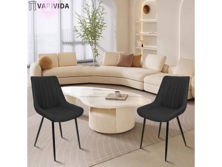 Lot de 2 chaises de cuisine et salon VARIVIDA en tissu technique noir