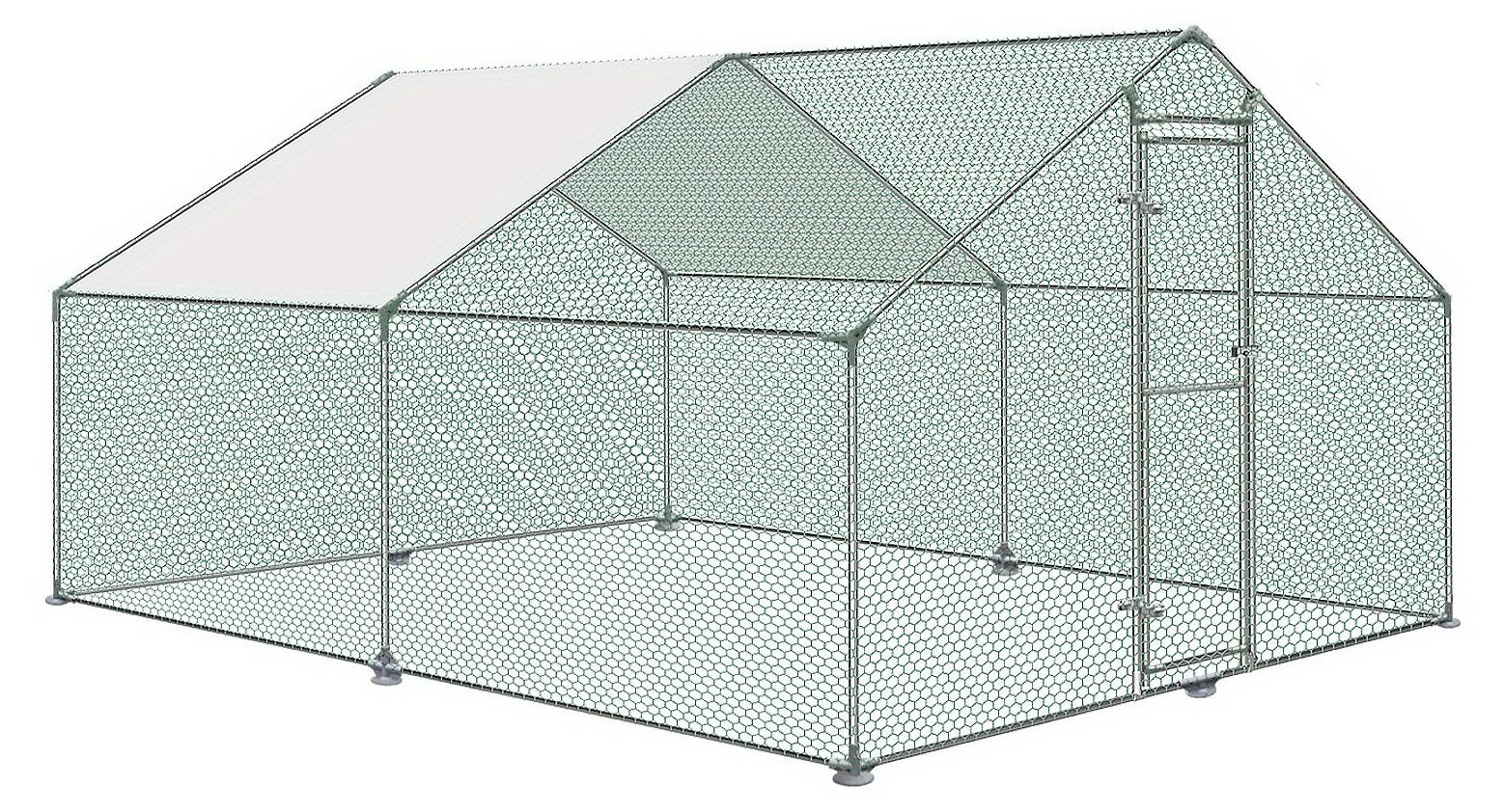 Hühnerstall - Hühnerauslauf - Geflügelstall - Außenbereich - Tierstall - Verzinkter Stahlrahmen - Wasserdichtes PVC-Dach