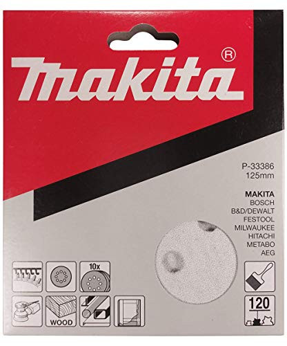 Makita 20-delig 125mm Schuurschijven 120 Grit voor 5-inch Excentrische Schuurmachines - Haak-en-lus Schuurpapier voor Hout, Metaal en Kunststof