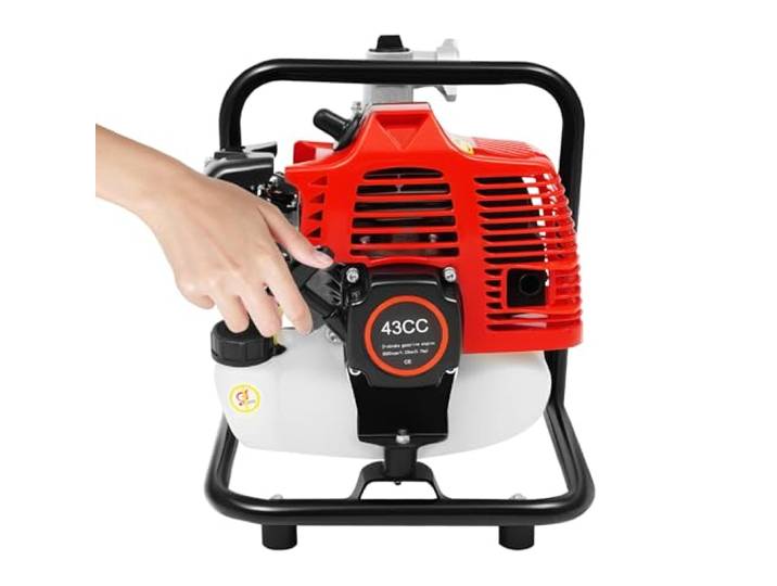 Wasserpumpe Benzin, 2 Takt Hochdruck Pumpe Gartenpumpe Schmutzwasserpumpe mit Ölkanne Trichter,8500RPM Wasserförderpumpe Benzinmotorpumpe für Landschaftsbau Entwässerung Wasserversorgung