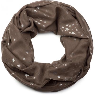 Loop STYLEBREAKER "Loop Schal mit Metallic Sterne Print", Damen, braun (dunkelbraun), Obermaterial: 50% Viskose CV. 50% Baumwolle CO., Modisch, Modetücher Loop