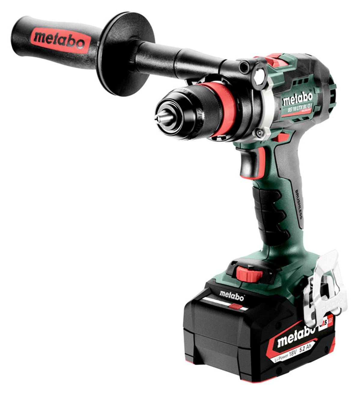 Metabo BS 18 LTX BL Q I Profi-Akku-Bohrmaschine, 5,2 Ah Akkukapazität, 18 V Akkuspannung, variable Geschwindigkeit, Rechts-/Linkslauf, inklusive 2 Lithium-Ionen-Akkus und Ladegerät