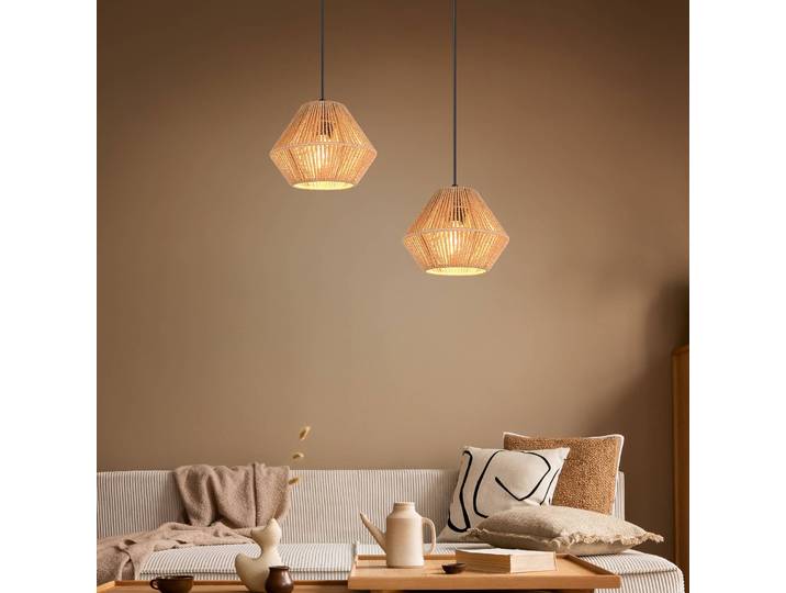 Reality Leuchten Hängeleuchte Lucille, dimmbar, braun / rost, für Wohn- / Esszimmer, Papier / Lunolit / Lunopal