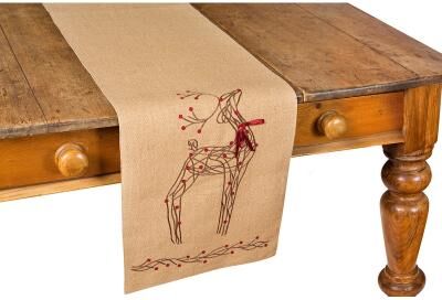 Manor Luxe Rustic Reindee Christmas Burlap Table Runner, 13 by 90-Inch - 15x90