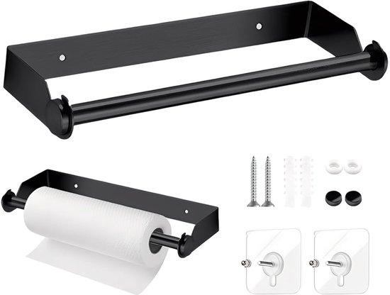 Unyqoos Zelfklevende roestvrijstalen wandhouder voor keukenpapier en folie - 28 cm