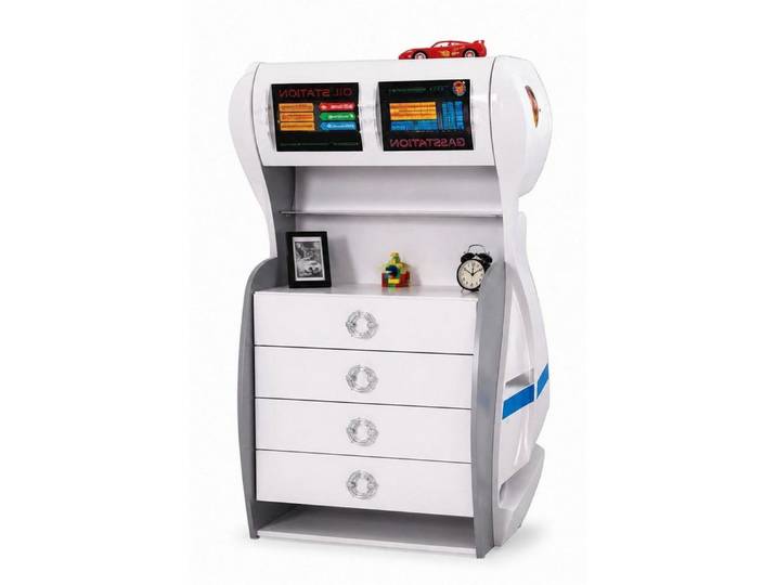 Xlmoebel Kommode Kommode Kinderzimmer Regal Auto Design Weiß Silber Modern (1 St., 1-tlg)