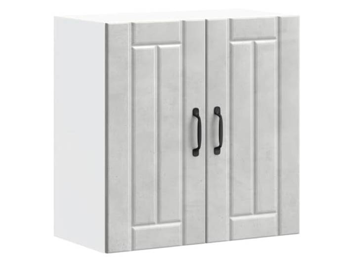 KGHFDVB Küchen-Hängeschrank 60 x 31 x 60 cm Lucca Betongrau Holzwerkstoff Holzwerkstoff Betongrau, mit Glastüren, 70 kg Tragfähigkeit, zwei Fächer, für Küche und Wandmontage, platzsparend