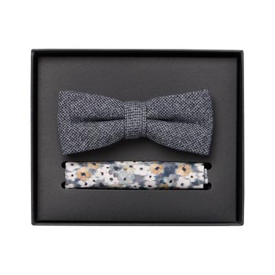 Fliege VENTI "VENTI Set aus Fliege und Einstecktuch gemustert", Herren, blau, 52% Polyester, 47% Baumwolle, 1% Elasthan, Fliegen