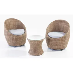 Prestige Home Living Outdoor 5tlg. Balkonset COMO aus Aluminium, drehbar, inkl. Polsterauflage - Natur